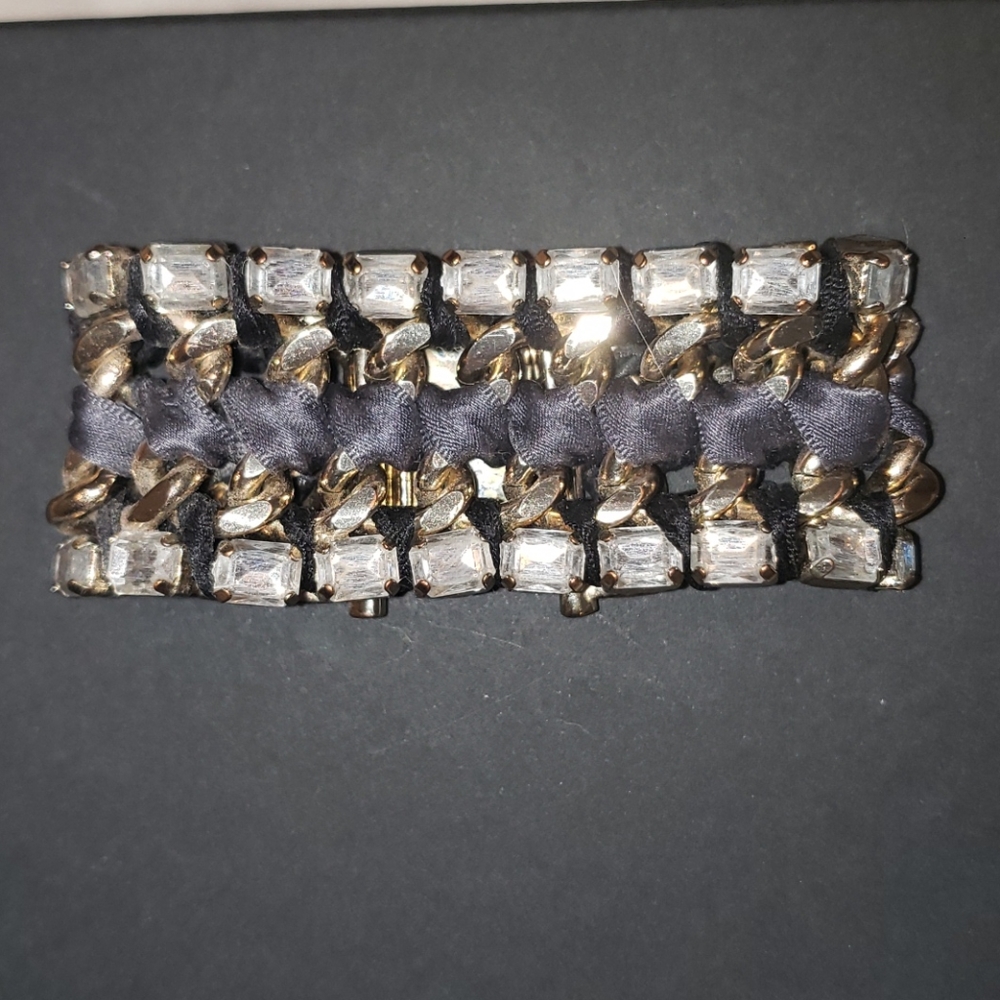 Stella and dot crystal and blue ribbon bracelet